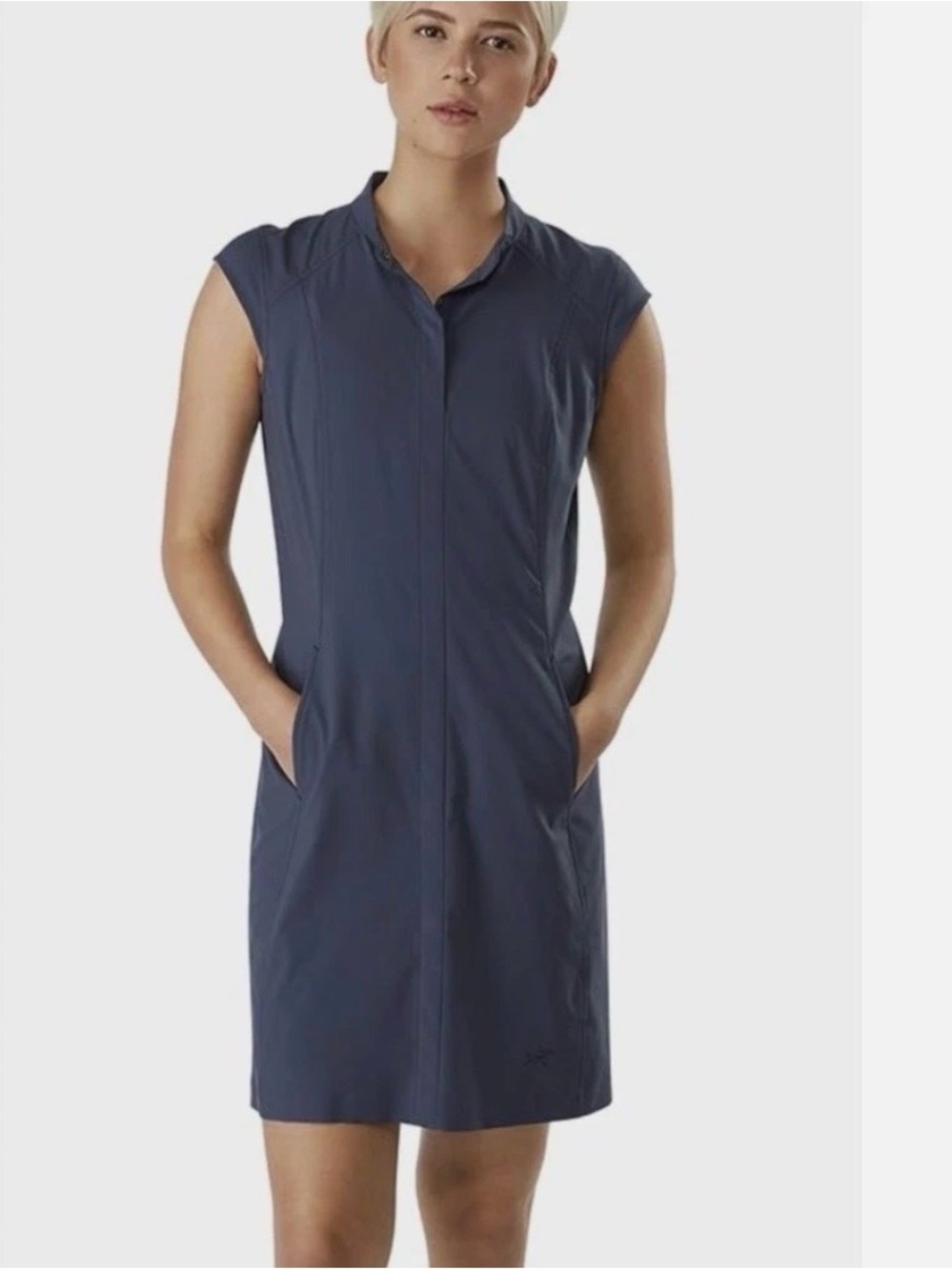 Arc'teryx Navy Sleeveless Zip-Front Mini Dress